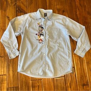 Vintage Looney Tunes Warner Bros Denim Shirt L Looney Tunes Squad Embroidery